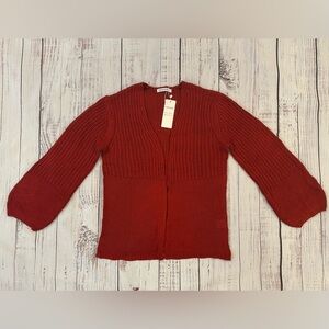 NWT Macnoora Women's Red Knit Sweater Wide Sleeve Open Front Women’s Size Small
